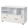 VEVOR 2 Drawer Wooden File Cabinet, Mobile Filing Cabinet with Open Shelves, Lockable Lateral Rolling File Storage with Adjustable Shelves, Free Standing Printer Stand for Home Office School, White
