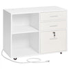 VEVOR 3 Drawer Wooden File Cabinet, Mobile Filing Cabinet with Light Strip, Lockable Rolling File Storage with Adjustable Shelves & 5 Wheels, Free Standing Printer Stand for Home Office School, White