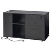 VEVOR 3 Drawer Wooden File Cabinet, Mobile Filing Cabinet with Power Strip, Lockable Rolling File Storage with Adjustable Shelves & 5 Wheels, Floor Standing Printer Stand for Home Office School, Black
