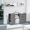 VEVOR 3 Drawer Wooden File Cabinet, Mobile Filing Cabinet with Power Strip, Lockable Rolling File Storage with Adjustable Shelves & 5 Wheels, Floor Standing Printer Stand for Home Office School, Gray