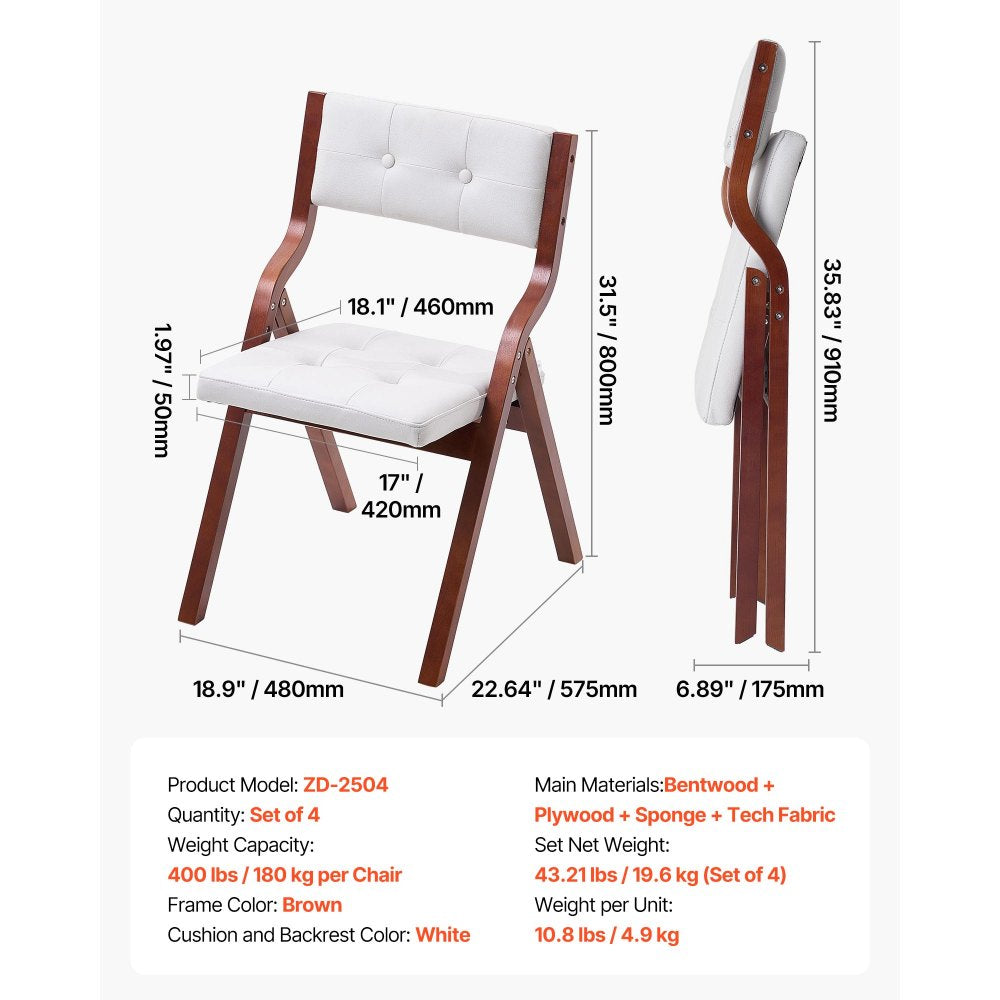 VEVOR folding chair dimensions and model details (diagram)