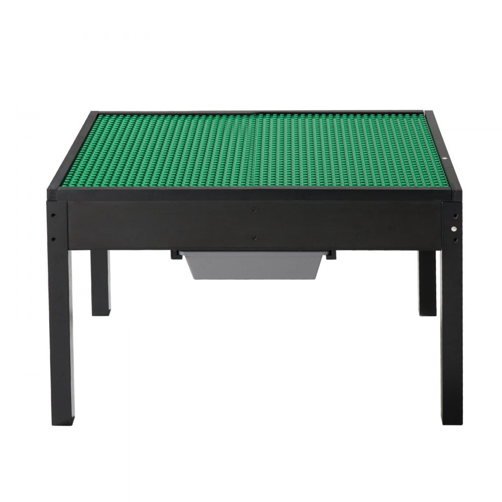 VEVOR Kids Wooden Activity Table, Building Blocks Double-Sided Tabletop, Multi-Purpose Activity Play Table with 2 Storage Bins for Kids 3+ Years, Large Storage Space, Present for Boys & Girls, Black