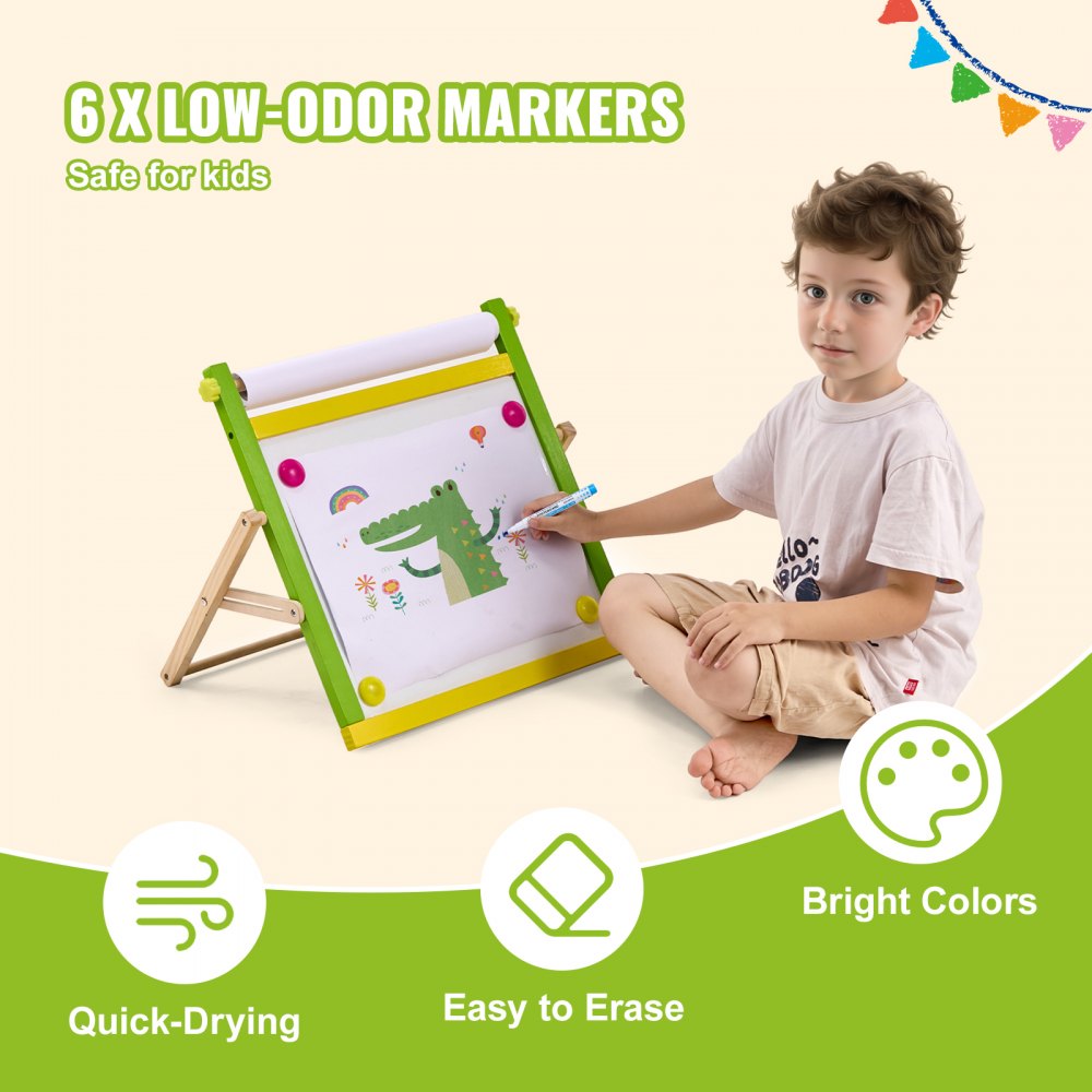 VEVOR Easel Accessory Set, 32 PCS Kid's Art Easel Painting Kit Including Chalks, Dry-Erase Markers & Paper Rolls, Supplies Set for Tabletop Art Easel, Painting Accessories for Toddlers Boys and Girls