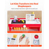 VEVOR Kids Grocery Store Playset, Wooden Play Store with Shopping Bag, Kids Supermarket Pretend Play Toy Set with Conveyor Belt, Scanner, Cash Register, Realistic Scale, Gift for Boys & Girls