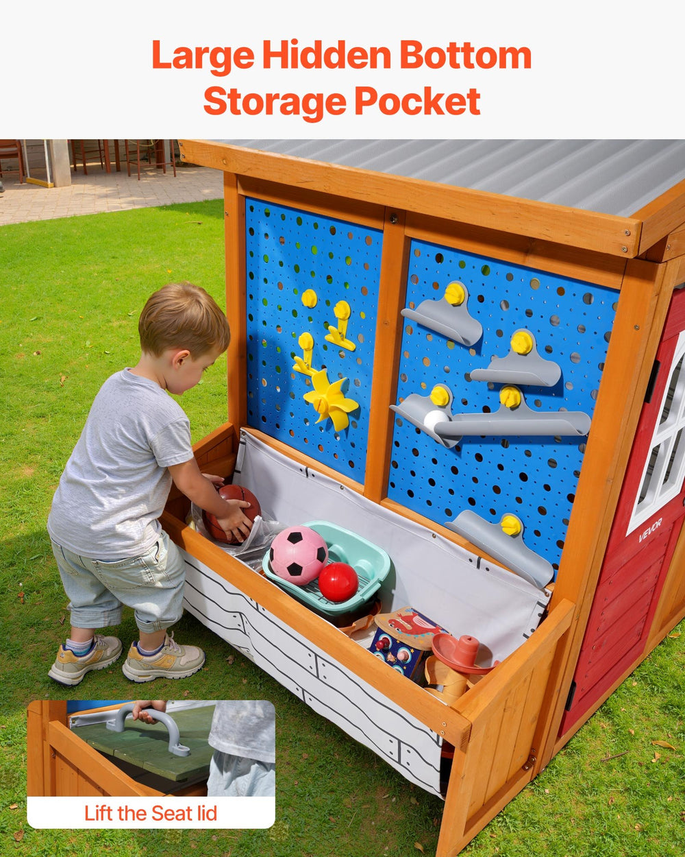 Large hidden bottom storage pocket detail image