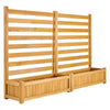 VEVOR Wooden Privacy Fence, 36 x 45 inch Air Conditioner Fence, 2 Slatted Panel Solid Outdoor Wood Privacy Screen with 2 Planters, Metal Stakes, Trash Can Hider Fences Suitable for Garden, Pool