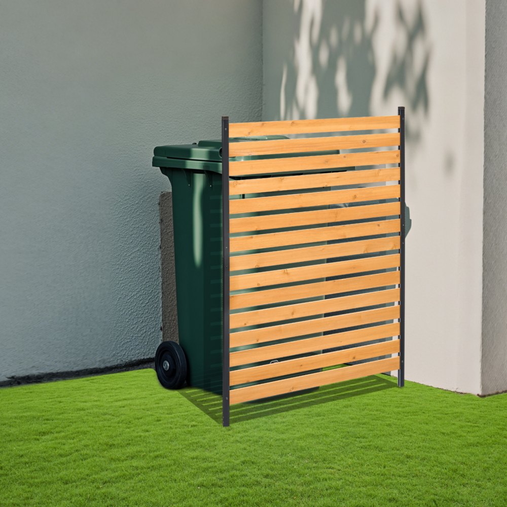 VEVOR Wood Privacy Fence, 39" W x 61" L, 1-Panel Air Conditioner Fence Screen, Pool Equipment Enclosure with Metal Stakes, Easy DIY Installation, Outdoor Trash Can Hider for Garden Decoration