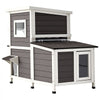 VEVOR Outdoor Cat House, 2-Story Wooden Cat Shelter for 3 Outside Cats in Winter, Elevated Feral Kitty Shelter with Stairs, Clear Window & Flap Doors, Waterproof Cats Condos for Garden 42 × 25 × 34 in