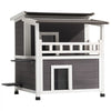 VEVOR Insulated Cat House, 2-Story Wooden Cat Shelter, Foam Insulation, Feral Kitty Shelter with Balcony, Waterproof Cats Condos for Indoor & Outdoor 1-3 Cats in Winter 33 x 29.5 x 32 in