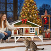 VEVOR Insulated Cat House, All-Around Foam Insulation Elevated Cat Shelter, Wooden Feral Kitty Shelter with Large Platform, Waterproof Cats Condos for Indoor & Outdoor Cats in Winter 43.5x33.5x31 in