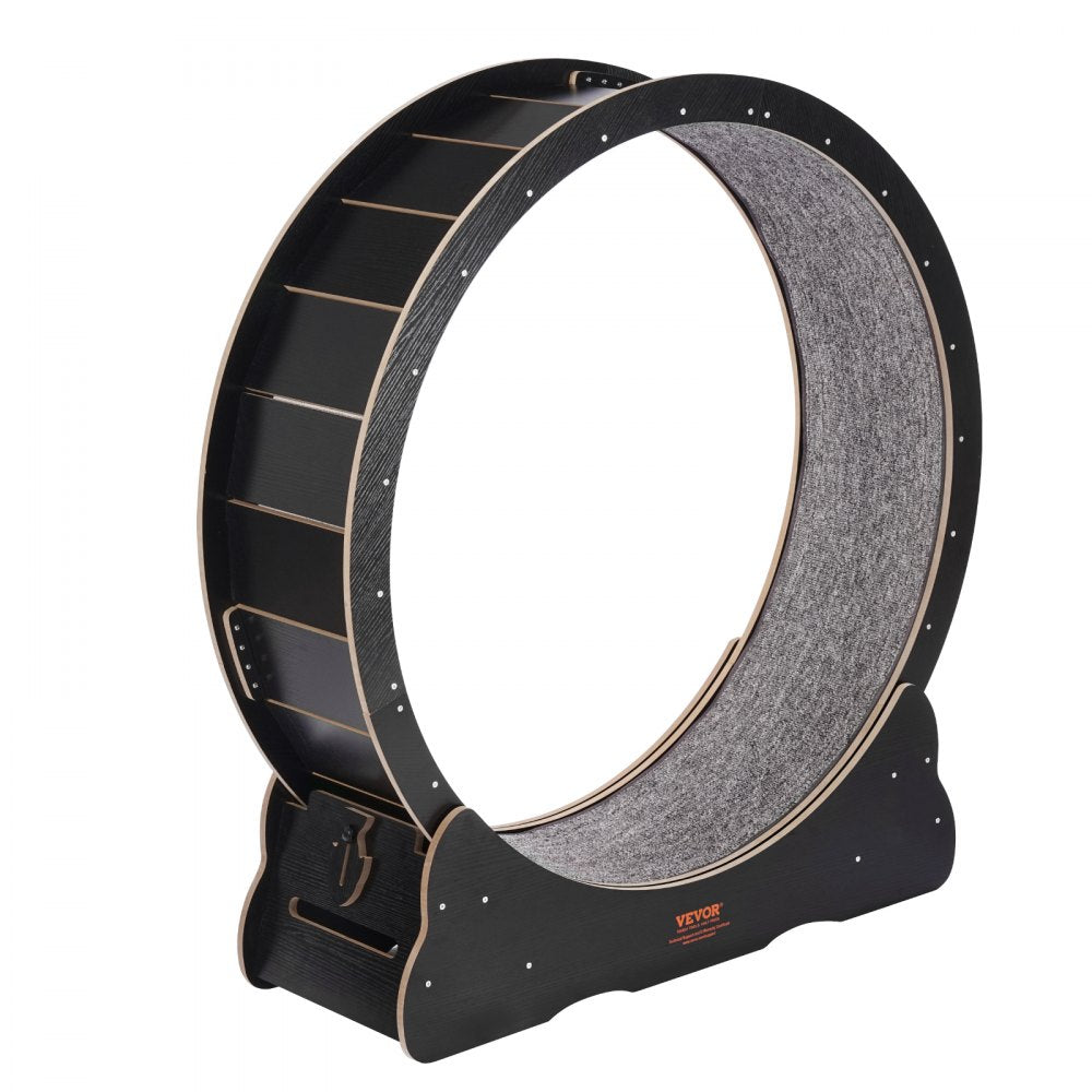 VEVOR Wooden Cat Exercise Wheel, 43.3" Large Cat Treadmill Wheel for Indoor Cats, Cat Running Wheel with Detachable Carpet & Cat Teaser for Running/Walking/Training, Suitable for Most Cats Black