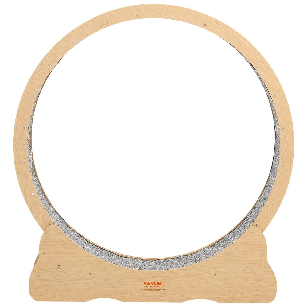 VEVOR Cat Exercise Wheel, 48 in Wooden Cat Running Wheel for Indoor Cats up to 28 lbs, Cats Treadmill with Carpeted Runway & Locking Mechanism, Quiet Roller Kitten Sport Toys for Pets Fitness & Health
