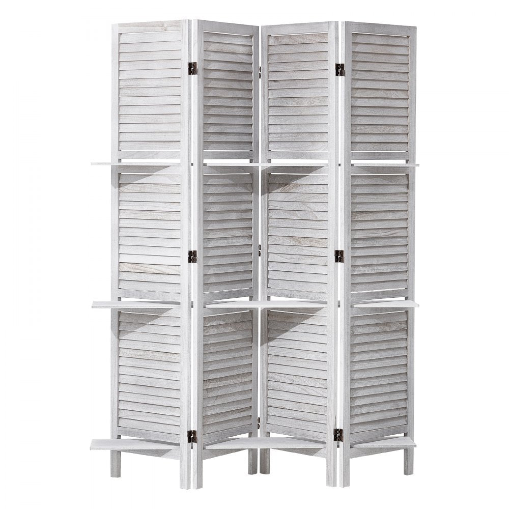VEVOR Wood Room Divider, 4 Panel Wood Folding Privacy Screen, 66.9 Inches Tall Indoor Louvered Partition Divider, Portable Decoration Screen, for Room Separation, Home, Office, Restaurant & Bedroom