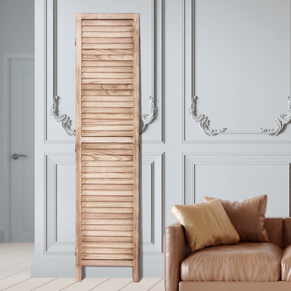 VEVOR Wood Room Divider, 6 Panel Wood Folding Privacy Screen, 66.9 Inches Tall Indoor Louvered Partition Divider, Portable Decoration Screen, for Room Separation, Home, Office, Restaurant & Bedroom