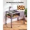 VEVOR Tortoise Habitat 2-Room Wooden Tortoise House with Swivel Casters, for Small Animals Indoor Outdoor, Pull-Out Tray, Lamp Stand, Turtle Enclosure Reptile Cage with Openable Roof, Viewing Window