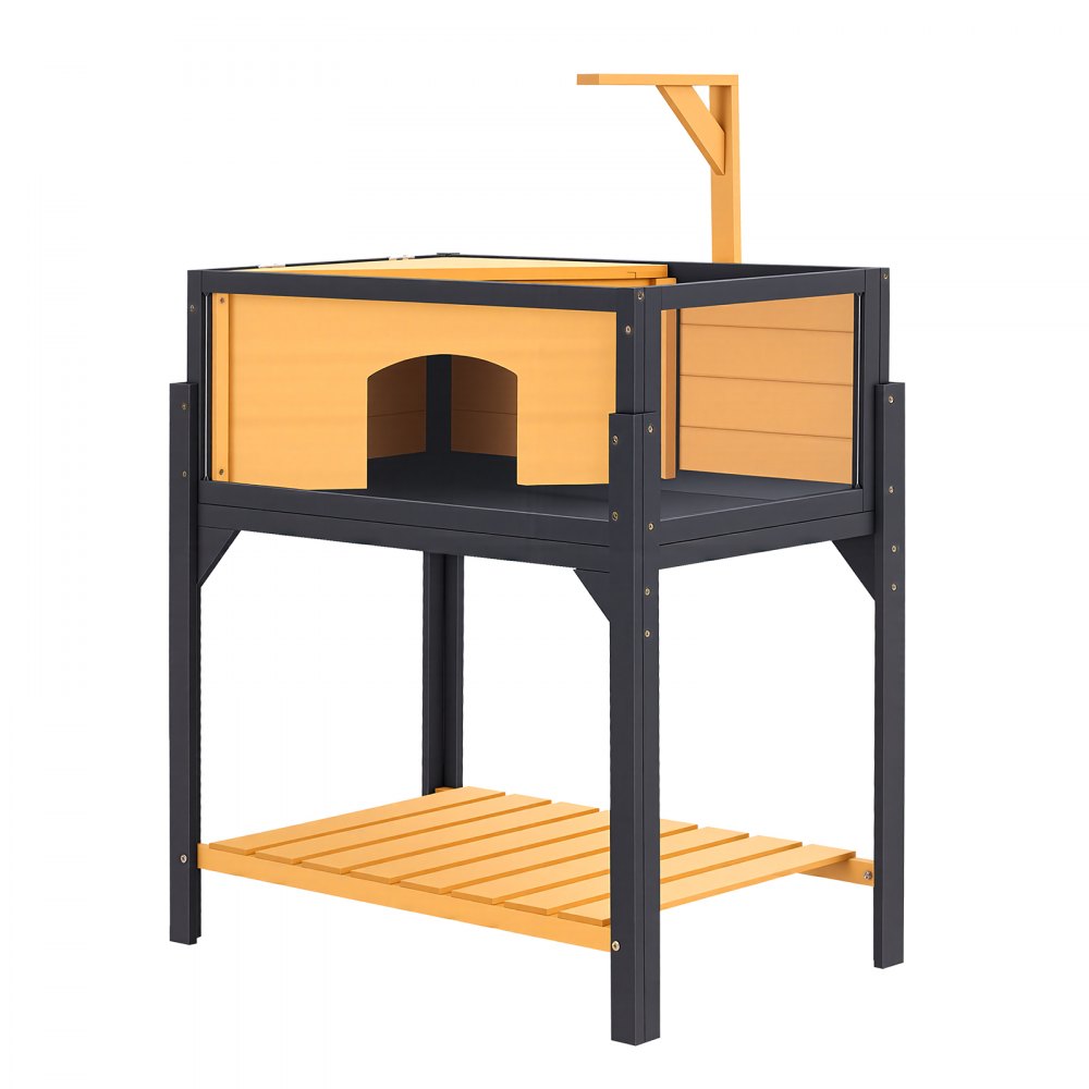 VEVOR Tortoise Habitat 2-Room Wooden Tortoise House Built-in Lamp Stand, for Small Animals Indoor Outdoor, Storage Shelf, Large Turtle Enclosure Reptile Cage with Openable Roof & Viewing Window