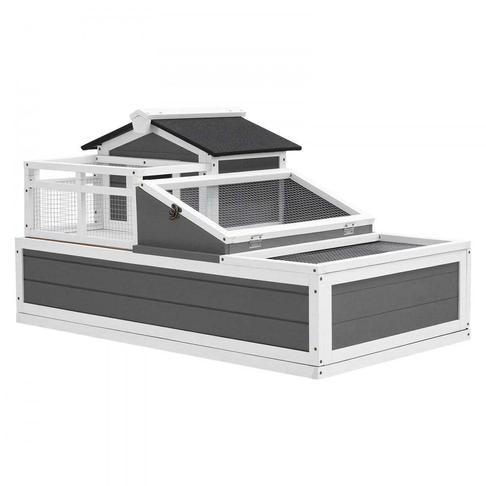 VEVOR Tortoise Habitat 4-Room Wooden Tortoise House with Balcony 2 Stories, for Small Animals Indoor Outdoor, Built-in Ramp, Indoor Large Turtle Enclosure Reptile Cage with Openable Roof, Viewing Area