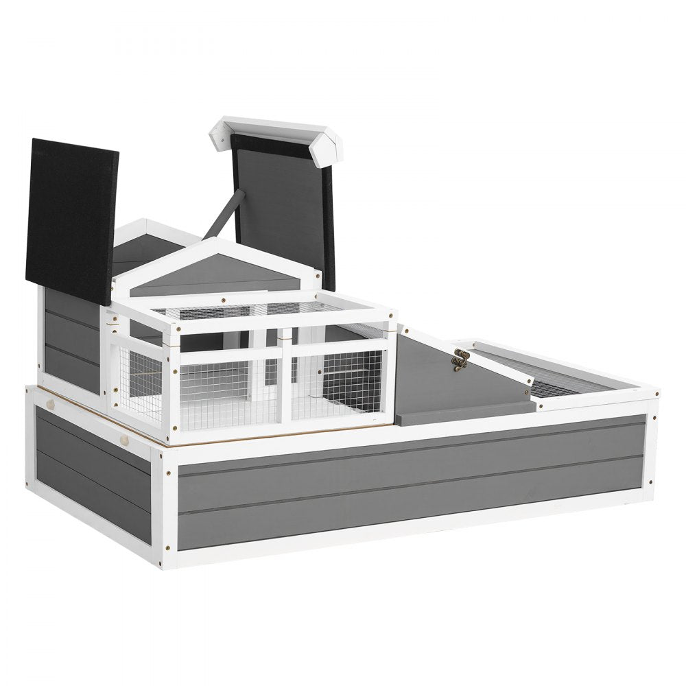 VEVOR Tortoise Habitat 4-Room Wooden Tortoise House with Balcony 2 Stories, for Small Animals Indoor Outdoor, Built-in Ramp, Indoor Large Turtle Enclosure Reptile Cage with Openable Roof, Viewing Area
