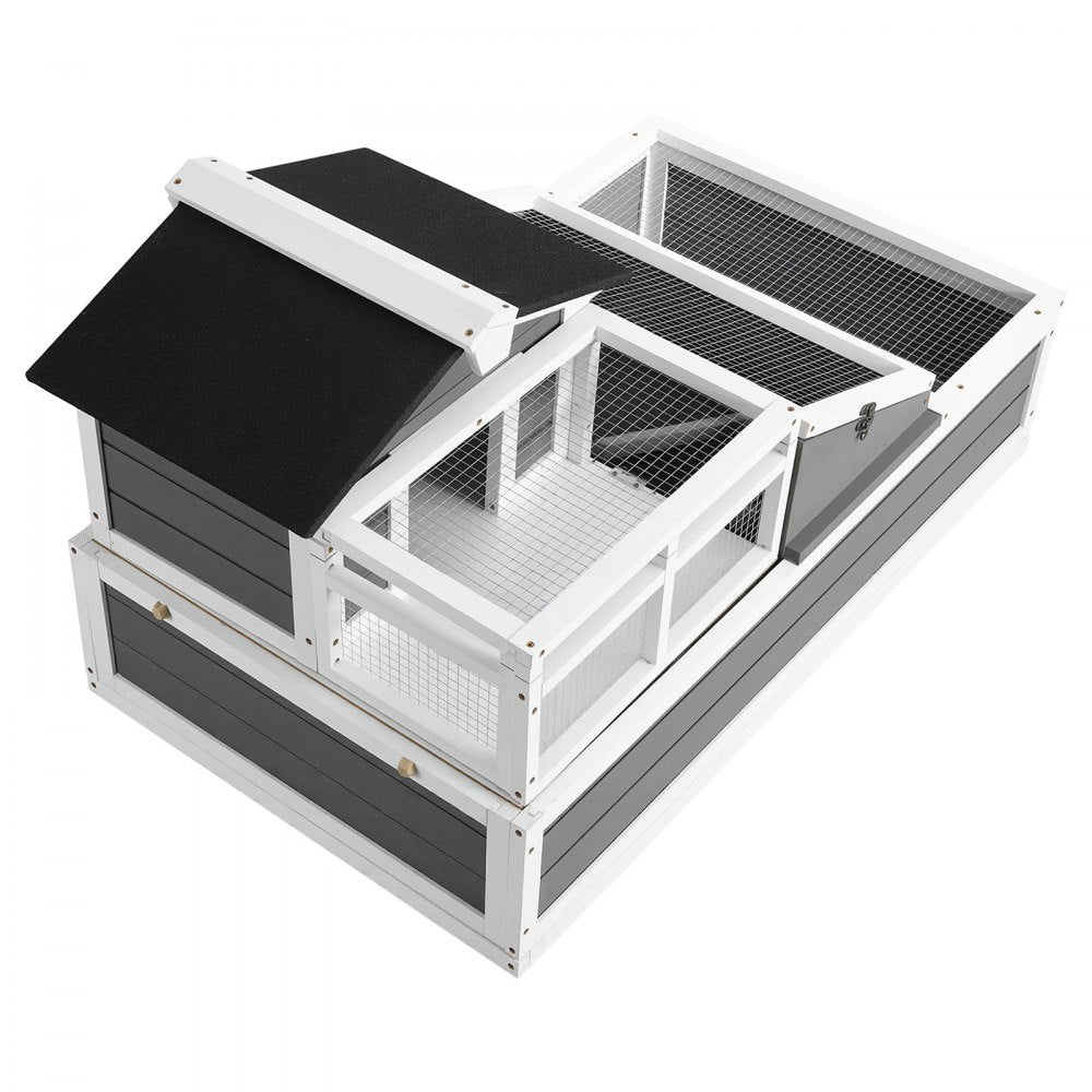 VEVOR Tortoise Habitat 4-Room Wooden Tortoise House with Balcony 2 Stories, for Small Animals Indoor Outdoor, Built-in Ramp, Indoor Large Turtle Enclosure Reptile Cage with Openable Roof, Viewing Area