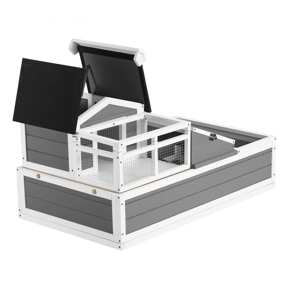 VEVOR Tortoise Habitat 4-Room Wooden Tortoise House with Balcony 2 Stories, for Small Animals Indoor Outdoor, Built-in Ramp, Indoor Large Turtle Enclosure Reptile Cage with Openable Roof, Viewing Area
