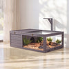 VEVOR Tortoise Habitat 2-Room Wooden Tortoise House with Pull-Out Tray, for Small Animals Indoor Outdoor, Lamp Stand, Large Turtle Enclosure Reptile Cage with Openable Roof, Acrylic Viewing Window