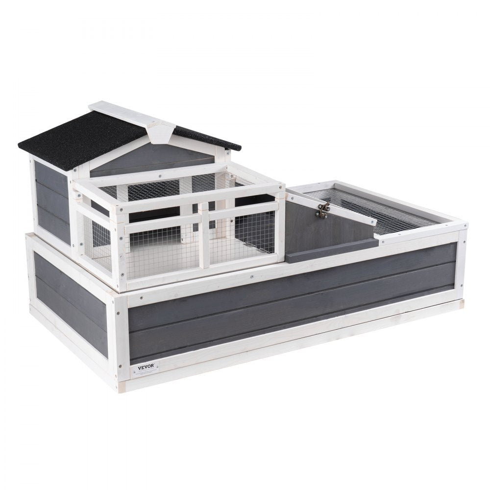 VEVOR 3-Room Tortoise House,Tortoise Habitat with Balcony & 2 Stories, Wooden Tortoise Enclosure Indoor & Outdoor with Ramp, Tray, Openable Roof, Large Reptile Cage, 44" x 25.6"x 24"