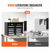 VEVOR Wood Literature Organizer, 12 Compartments, File Sorter with Removable Shelves, Mailboxes Slot for Office Home Classroom Mailrooms Organization, EPA Certified, Black