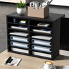 VEVOR Wood Literature Organizer, 12 Compartments, File Sorter with Removable Shelves, Mailboxes Slot for Office Home Classroom Mailrooms Organization, EPA Certified, Black