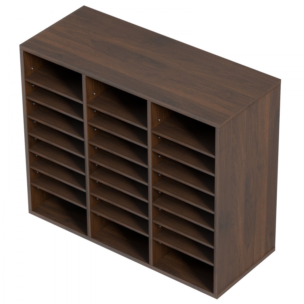 VEVOR Literature Organizers, 24 Compartments Office Mailbox with Adjustable Shelves, Wood Literature Sorter 29x12x24.4 inches for Office, Home, Classroom, Mailrooms Organization, EPA Certified, Brown