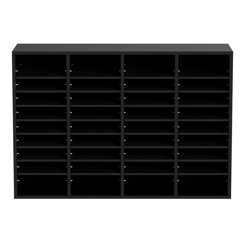 VEVOR Wood Literature Organizer, 36 Compartments, File Sorter with Removable Shelves, Mailboxes Slot for Office Home Classroom Mailrooms Organization, EPA Certified, Black
