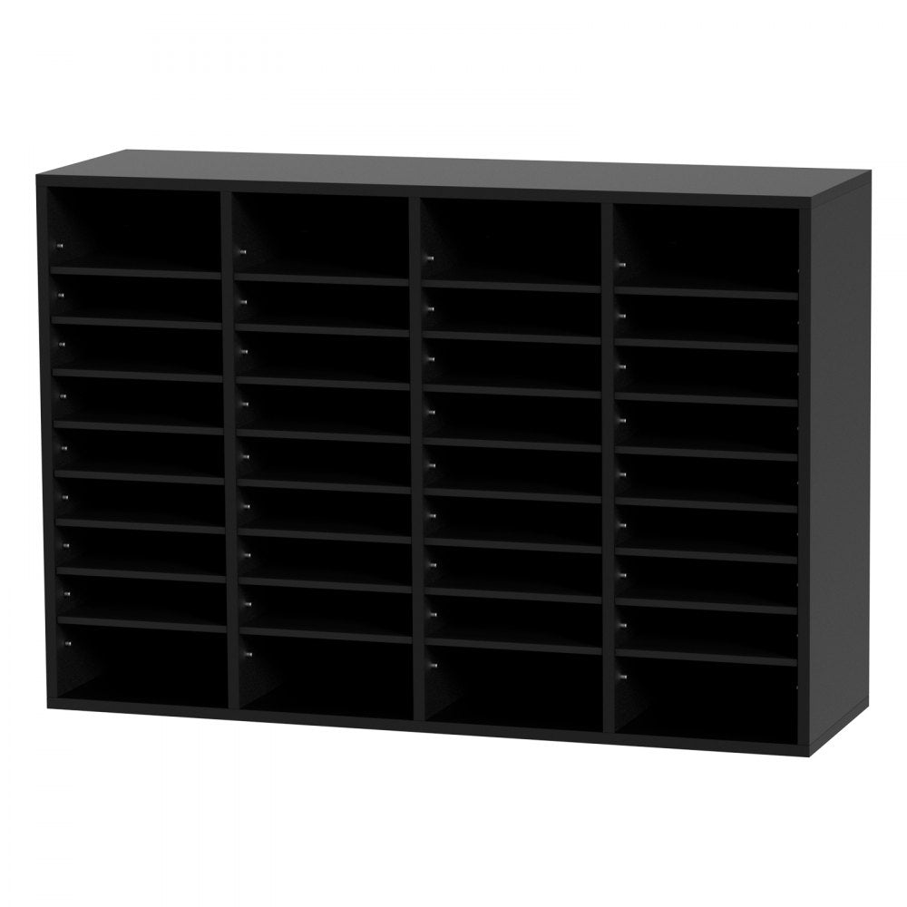 VEVOR Wood Literature Organizer, 36 Compartments, File Sorter with Removable Shelves, Mailboxes Slot for Office Home Classroom Mailrooms Organization, EPA Certified, Black