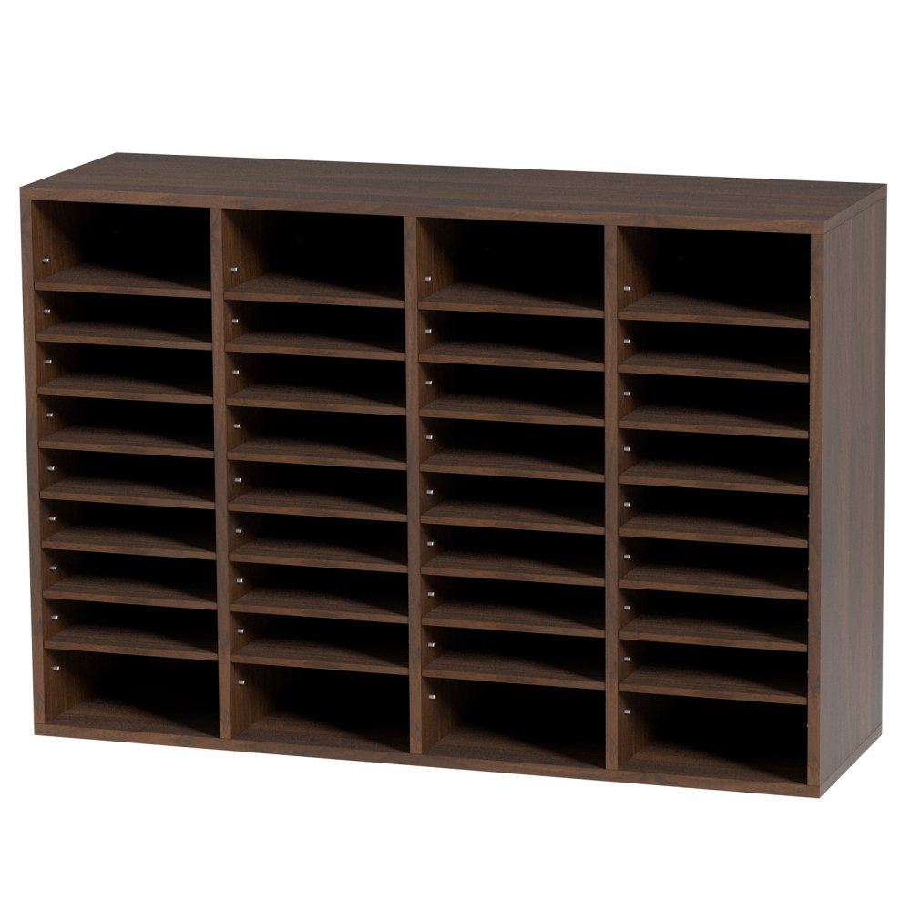 VEVOR Literature Organizers, 36 Compartments Office Mailbox with Adjustable Shelves, Wood Literature Sorter 39.3x12x26.8 inches for Office, Home, Classroom, Mailrooms Organization, EPA Certified Brown