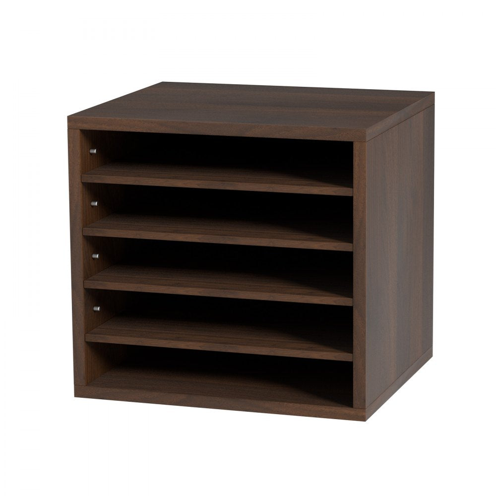 VEVOR Literature Organizers, 5 Compartments Office Mailbox with Adjustable Shelves, Wood literature sorter 13.9x12x13 inches for Office, Home, Classroom, Mailrooms Organization, EPA Certified, Brown