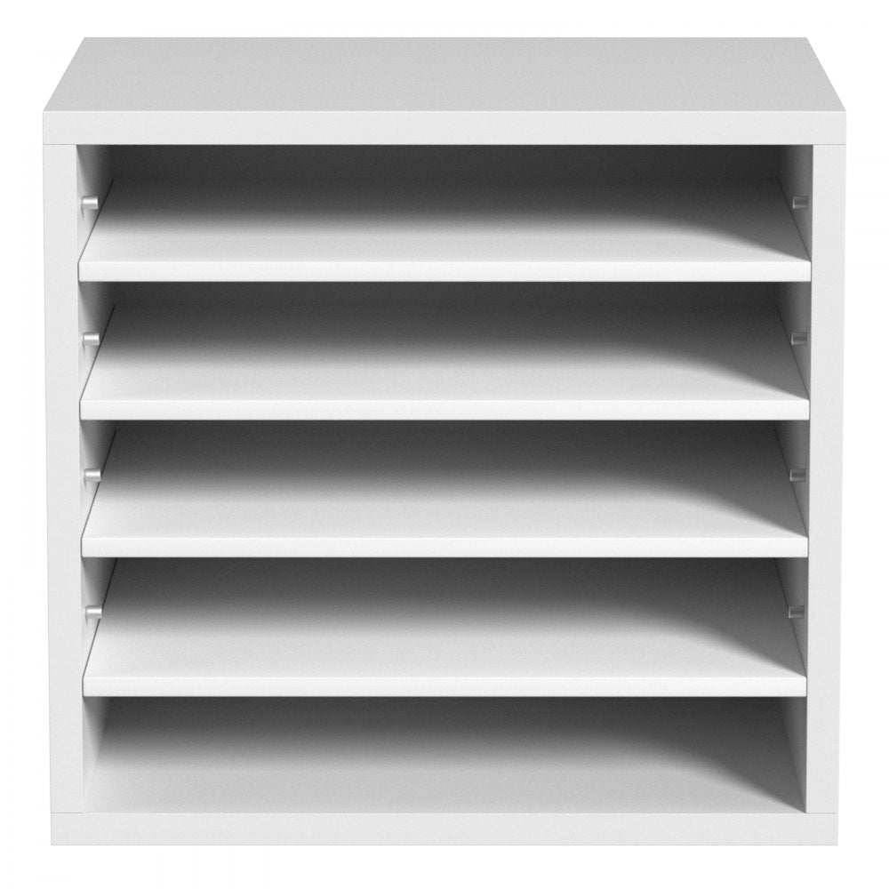 VEVOR Literature Organizers, 5 Compartments Office Mailbox with Adjustable Shelves, Wood Literature Sorter 13.9x12x13 inches for Office, Home, Classroom, Mailrooms Organization, EPA Certified, White