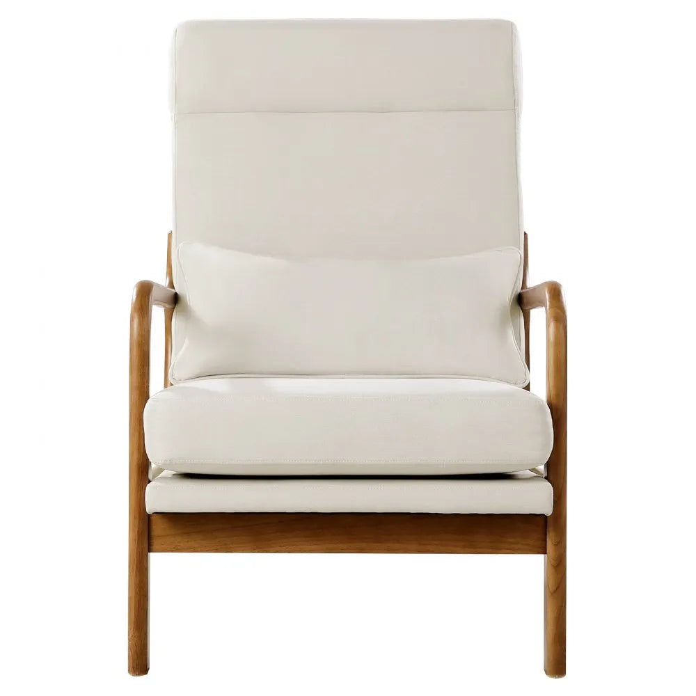 VEVOR Accent Chair, High Back Mid Century Modern Armchair with Solid Wood Frame and Non-Slip Legs, Upholstered Leisure Chair with Linen Fabric and 5.3 in Thickened Cushion, for Living Room, Bedroom