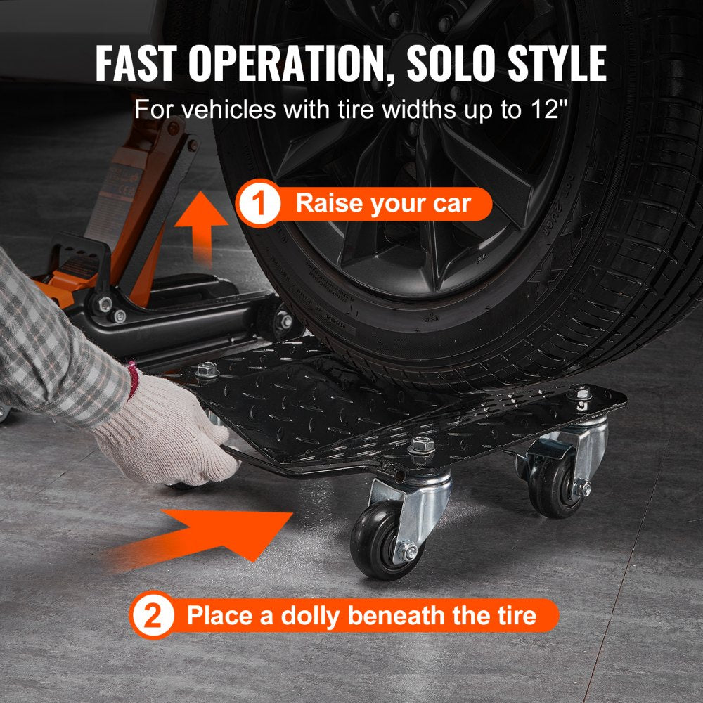 VEVOR Wheel Dolly, 6000 lbs/2722 kg Car Moving Dolly, Wheel Dolly Car Tire Stake Set of 4 Piece, Heavy-duty Car Tire Dolly Cart Moving Cars, Trucks, Trailers, Motorcycles, and Boats