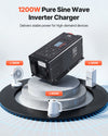 1200W pure sine wave inverter charger infographic showing typical loads