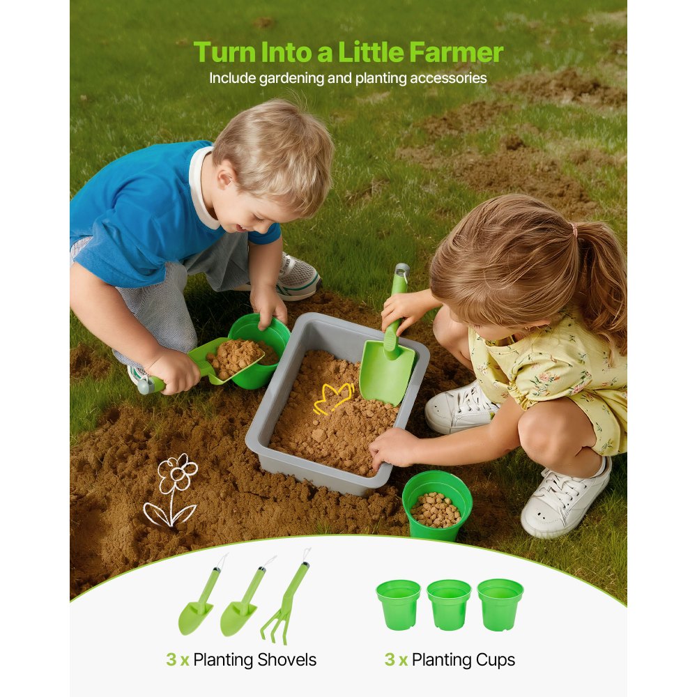 VEVOR Mud Kitchen, Outdoor Mud Kitchen for Kids, Wood Outdoor Play Kitchens with Stoves, Hooks, Sinks, Planting Shovels, Spatulas, Handle, Cookware Pots and Accessories, Play with Water and Sand