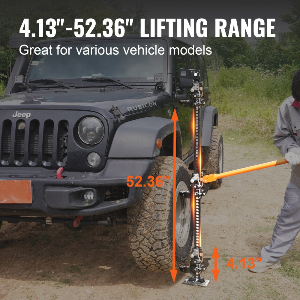 VEVOR High Lift Farm Jack, 60" Utility Farm Jack, 7000 lbs Capacity Ratcheting Off Road Utility Jack, Heavy-Duty Farm Jack for Tractor, Truck, SUV, Bumper Lift, Orange