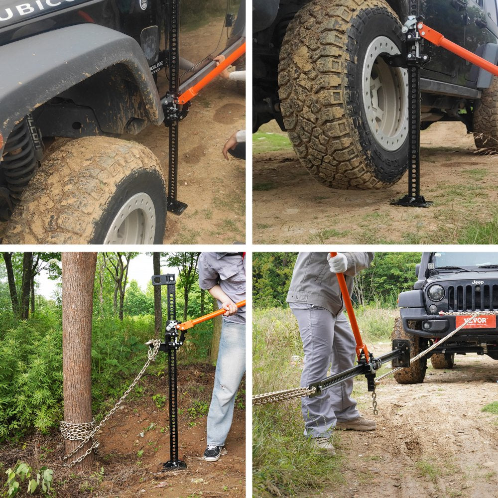 VEVOR High Lift Farm Jack, 60" Utility Farm Jack, 7000 lbs Capacity Ratcheting Off Road Utility Jack, Heavy-Duty Farm Jack for Tractor, Truck, SUV, Bumper Lift, Orange