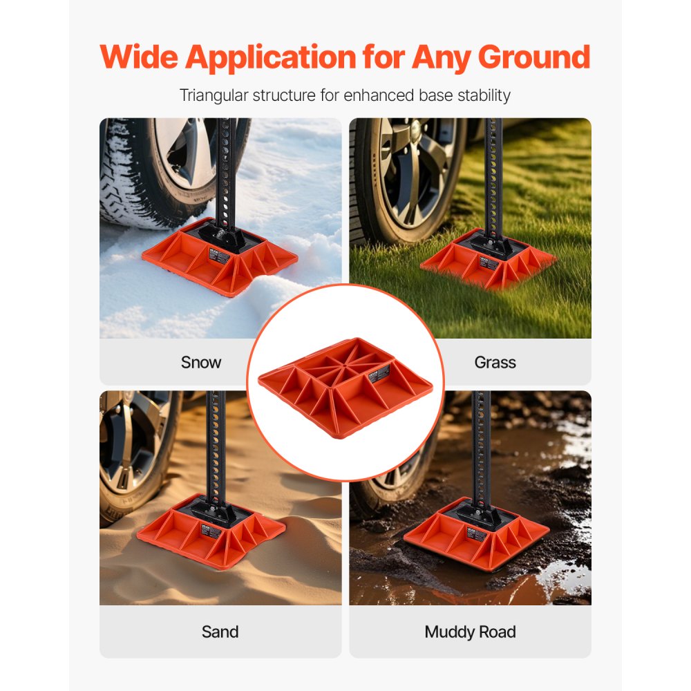 VEVOR High Lift Jack Base and Handle Keeper, 11.6" x 11.6" Off Road Jack Stand Base with 7000 Pound Capacity, Heavy-Duty Farm Jacks Support Stand for Most Jacks with 7.3" x 4.7" Base, Red
