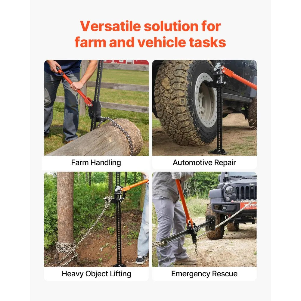 VEVOR Farm Jack, 48" Utility High Lift Farm Jack, 3.18 Ton (7,000 lbs) Capacity Ratcheting Off Road Utility Jacks, Heavy-Duty Lift Jacks with 5.12"-42.5" Lifting Range for Tractor, Truck, SUV