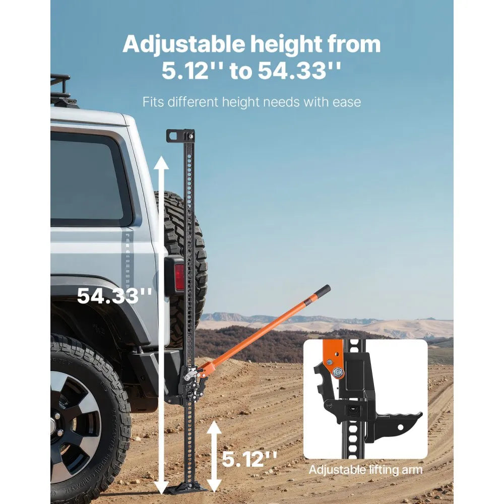 VEVOR Farm Jack, 60" Utility High Lift Farm Jack, 3.18 Ton (7,000 lbs) Capacity Ratcheting Off Road Utility Jacks, Heavy-Duty Lift Jacks with 5.12"-54.33" Lifting Range for Tractor, Truck, SUV