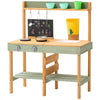 VEVOR Mud Kitchen for Kids, Wooden Toy Play Kitchen Set, Outdoor Toddler Grocery Store Playset, Pretend Play Kitchen with Planter Box, Stoves, Tank, Faucet, Blackboard, Cookware Pots and Accessories