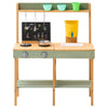VEVOR Mud Kitchen for Kids, Wooden Toy Play Kitchen Set, Outdoor Toddler Grocery Store Playset, Pretend Play Kitchen with Planter Box, Stoves, Tank, Faucet, Blackboard, Cookware Pots and Accessories