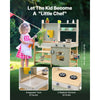 VEVOR Mud Kitchen for Kids, Wooden Toy Play Kitchen Set, Outdoor Toddler Grocery Store Playset, Pretend Play Kitchen with Stoves, Tank, Faucet, Storage Bag, Metal Baskets, and Cookware Pots