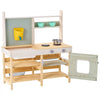 VEVOR Mud Kitchen for Kids, Wooden Toy Play Kitchen Set, Outdoor Toddler Grocery Store Playset, Pretend Play Kitchen with Stoves, Tank, Faucet, Storage Bag, Metal Baskets, and Cookware Pots