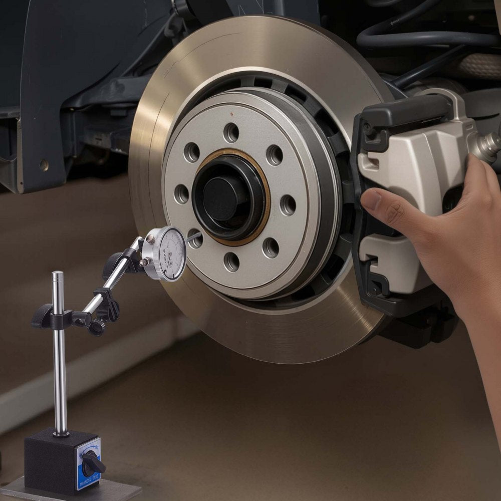 VEVOR Dial Test Indicator with Dual Rod Stand and Storage Case, 0.001 inch Accuracy, 0-1 inch Range, Fine Adjustable Long Arm, Non-Magnetic Centering Rods for Machine Set-Up, Narrow Area Measurement