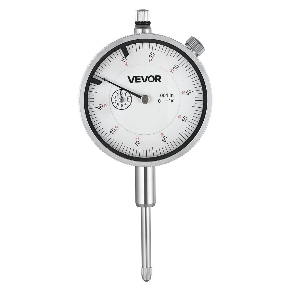 VEVOR Dial Test Indicator with Metal Base, 0.001 inch Accuracy, 0-1 inch Range, Easy to Read Large Dial, Professional for Narrow Area Measurement, Industrial Machining & Inspection, Precision Testing