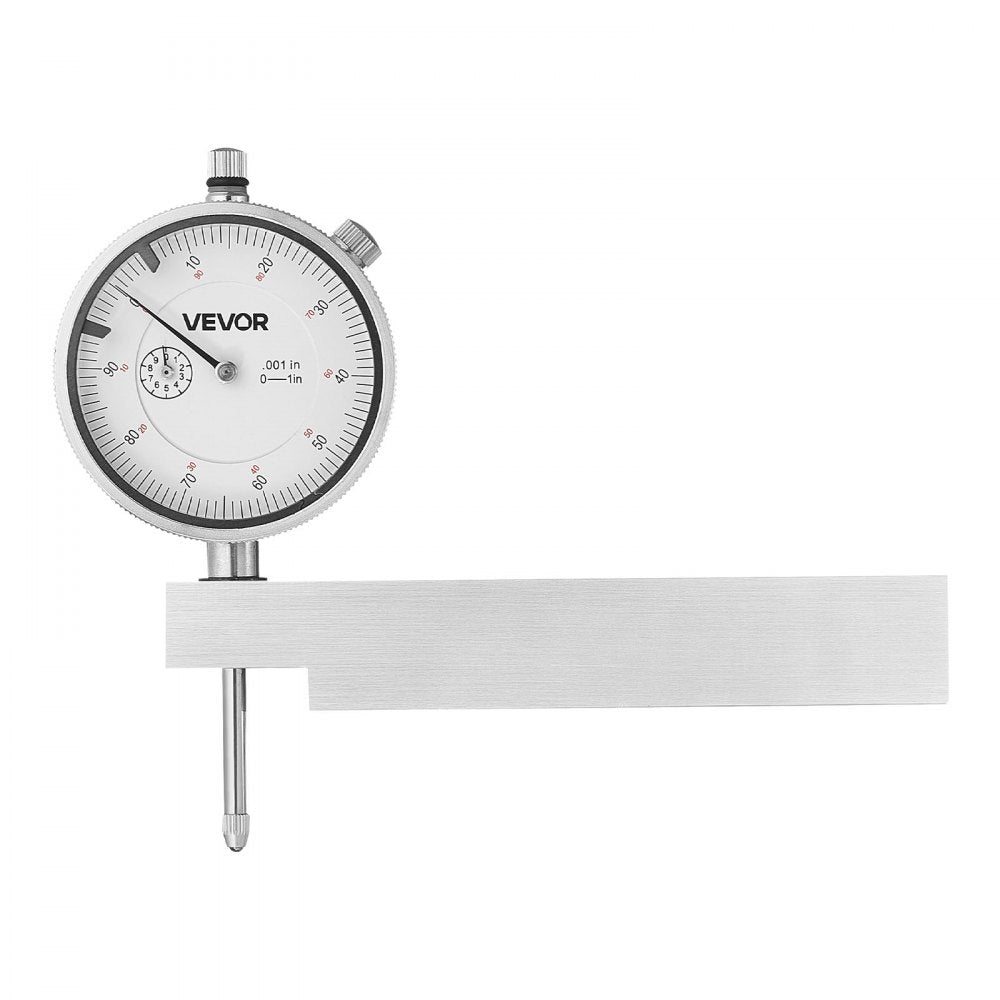 VEVOR Dial Test Indicator with Metal Base, 0.001 inch Accuracy, 0-1 inch Range, Easy to Read Large Dial, Professional for Narrow Area Measurement, Industrial Machining & Inspection, Precision Testing
